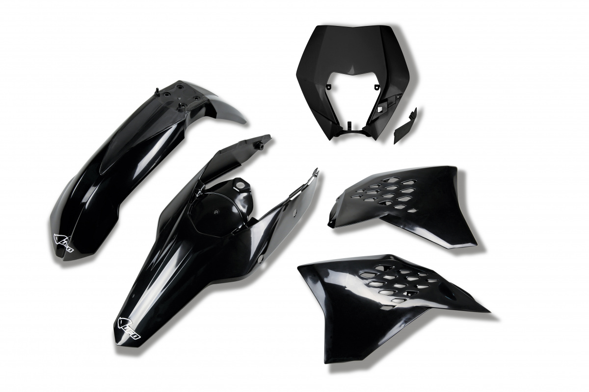 Plastic Kit black for Ktm EXC 125/XC W125 - EXC 200 - EXC 250/XC W250 - EXC-F 250/XCF W250 - EXC 300/XC W300 - EXC-F 350/XCF....