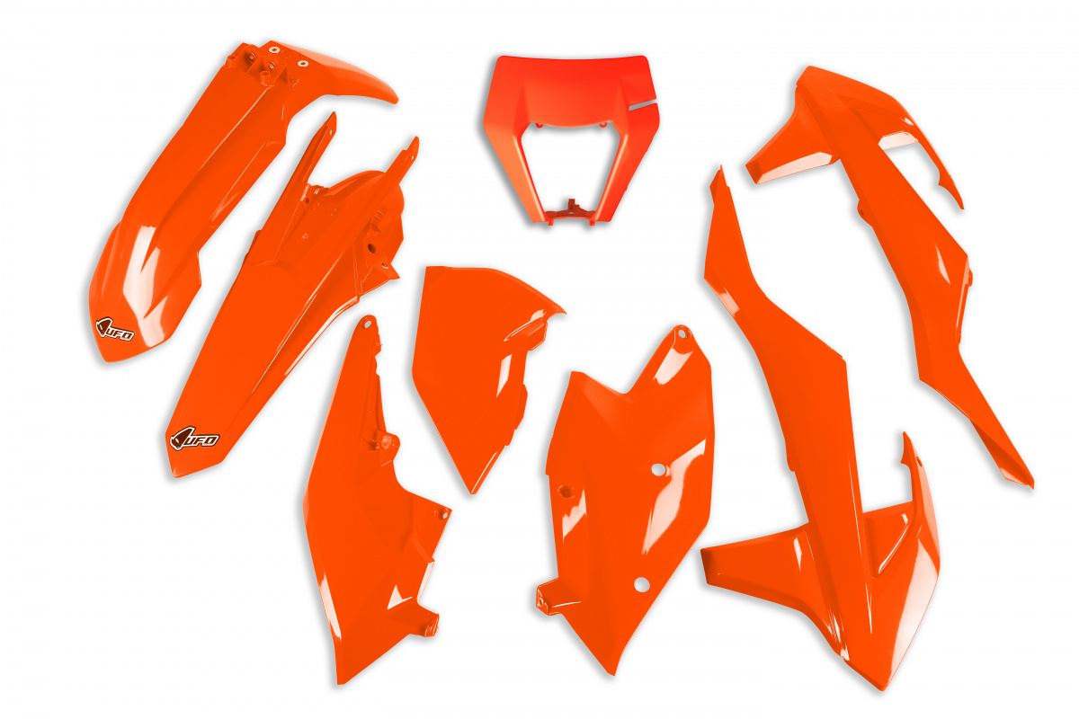 Plastic kit / With headlight Ktm - neon orange - REPLICA PLASTICS - KTKIT523-FFLU - UFO Plast