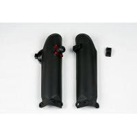 Fork Slider Protector + Quick Starter black for Ktm SX 65 (2002-25) - REPLICA PLASTICS - KT04017-001 - Ufo Plast Fork Slider Protector + Quick Starter black for Ktm SX 65 (2002-25) - REPLICA PLASTICS - KT04017-001 - Ufo Plast