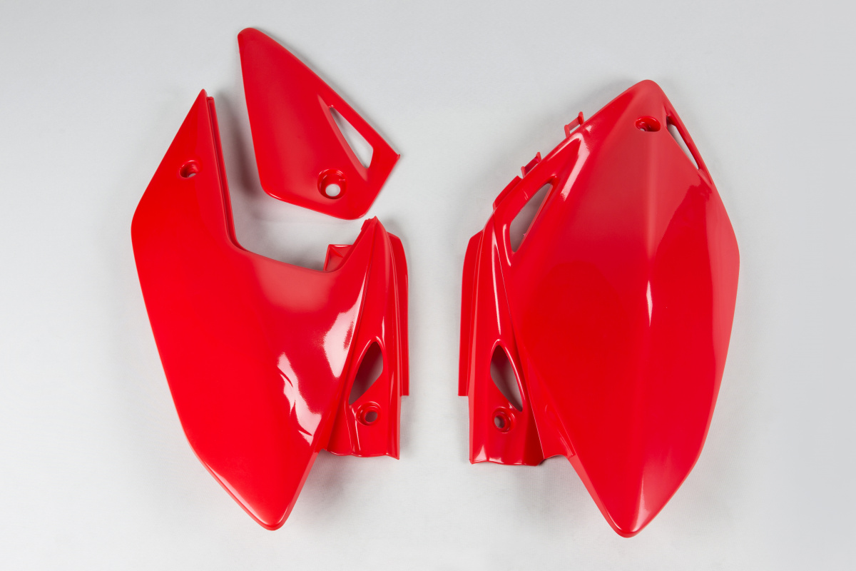 Fiancatine Laterali rosso per Honda CRF 450X (2005-16) - PLASTICHE REPLICA - HO04601-070 - Ufo Plast