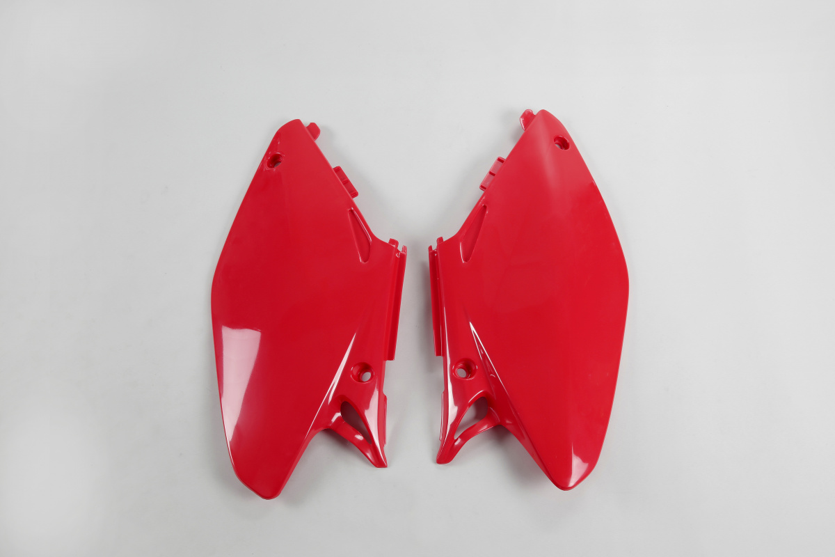 Fiancatine Laterali rosso per Honda CR 125 (2005-07) - CR 250 (2005-07) - PLASTICHE REPLICA - HO03658-070 - Ufo Plast