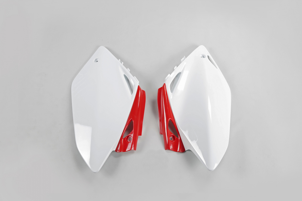 Side panels - white-red - Honda - REPLICA PLASTICS - HO04616-W - UFO Plast