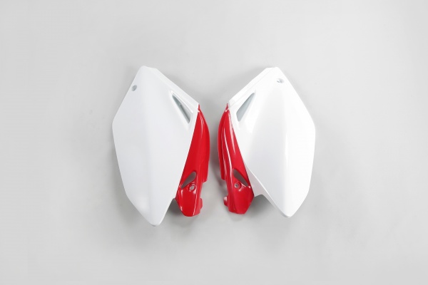 Fiancatine Laterali bianco-rosso per Honda CRF 250R (2004-05) - PLASTICHE REPLICA - HO03635-W - Ufo Plast