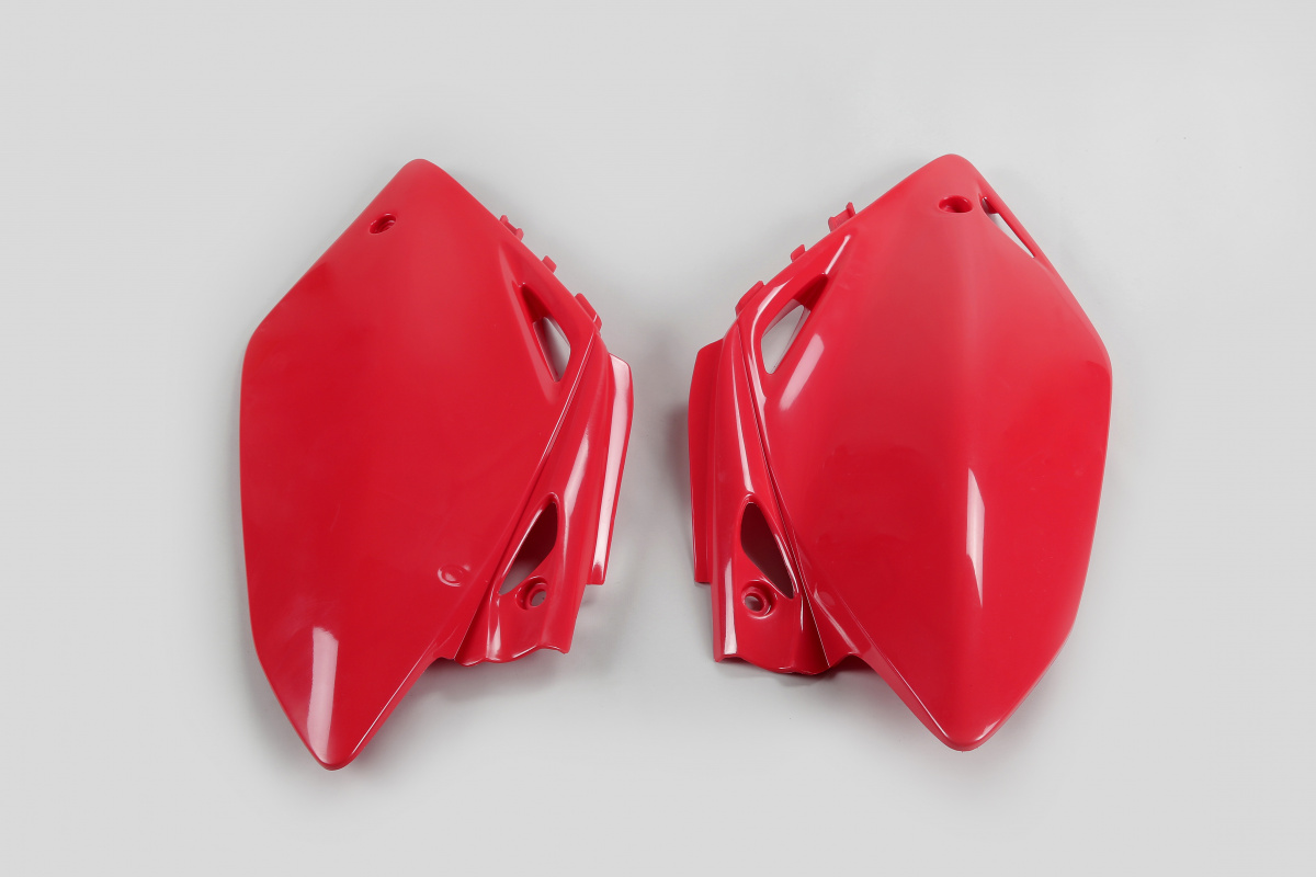 Fiancatine Laterali rosso per Honda CRF 450R (2005-06) - PLASTICHE REPLICA - HO03656-070 - Ufo Plast