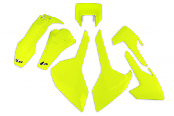 Kit plastiche / Con portafaro Husqvarna - giallo fluo - PLASTICHE REPLICA - HUKIT621-DFLU - UFO Plast