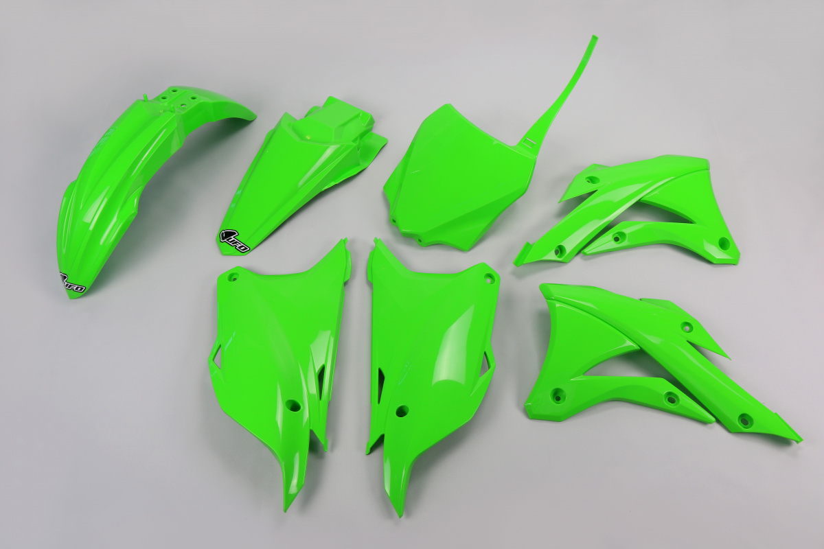 Kit Plastiche OEM Color 21 per Kawasaki KX 85 (2014-21) - KX 100 (2014-21) - PLASTICHE REPLICA - KAKIT222-026 - Ufo Plast