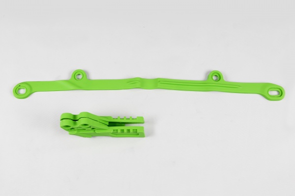 Chain guide+swingarm chain slider - green - Kawasaki - REPLICA PLASTICS - KA03795-026 - UFO Plast