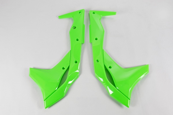 Convogliatori Radiatore verde fluoro per Kawasaki KXF 250 (2017-20) - PLASTICHE REPLICA - KA04747-AFLU - Ufo Plast