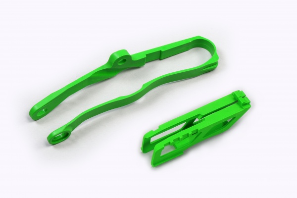 Chain guide+swingarm chain slider - green - Kawasaki - REPLICA PLASTICS - KA04756-026 - UFO Plast