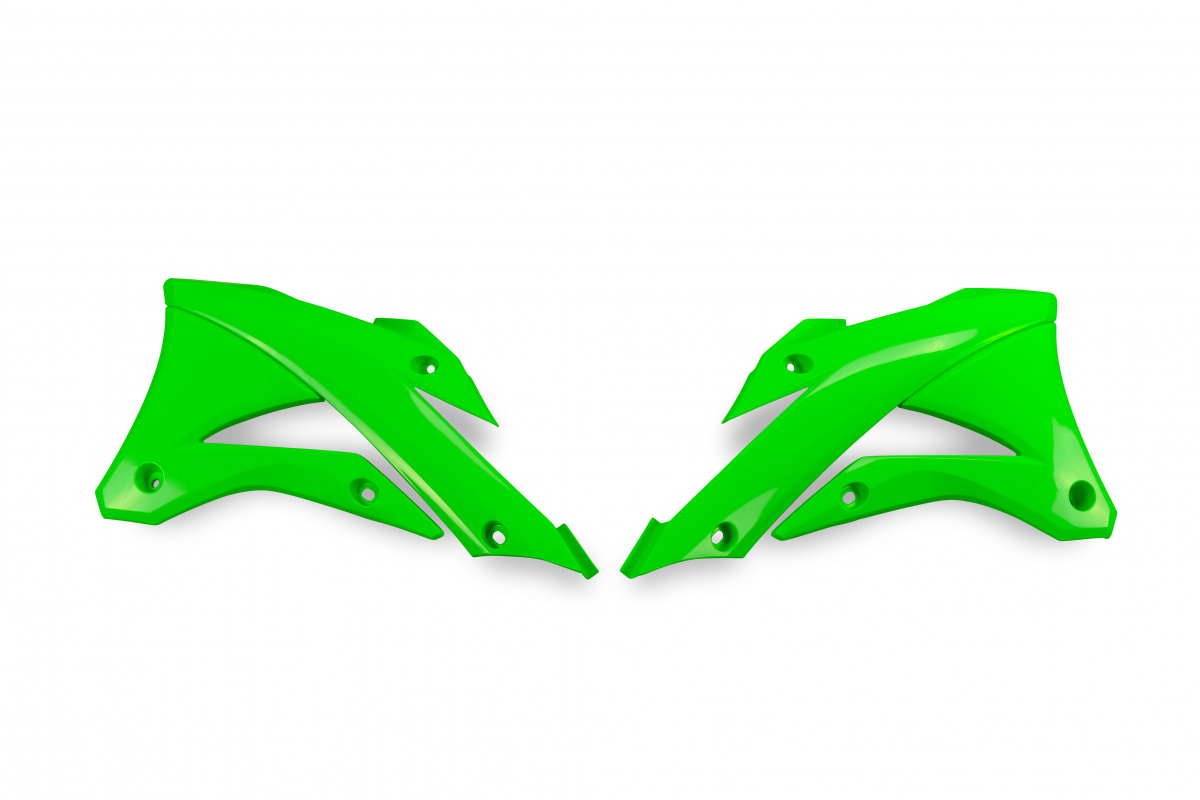 Convogliatori Radiatore verde fluoro per Kawasaki KX 85 (2014-21) - KX 100 (2014-21) - PLASTICHE REPLICA - KA04728-AFLU - Ufo...