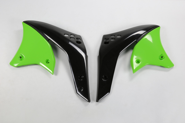 Radiator covers / Black-green - green - Kawasaki - REPLICA PLASTICS - KA03767-026 - UFO Plast