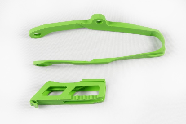 Chain guide+swingarm chain slider - green - Kawasaki - REPLICA PLASTICS - KA04744-026 - UFO Plast