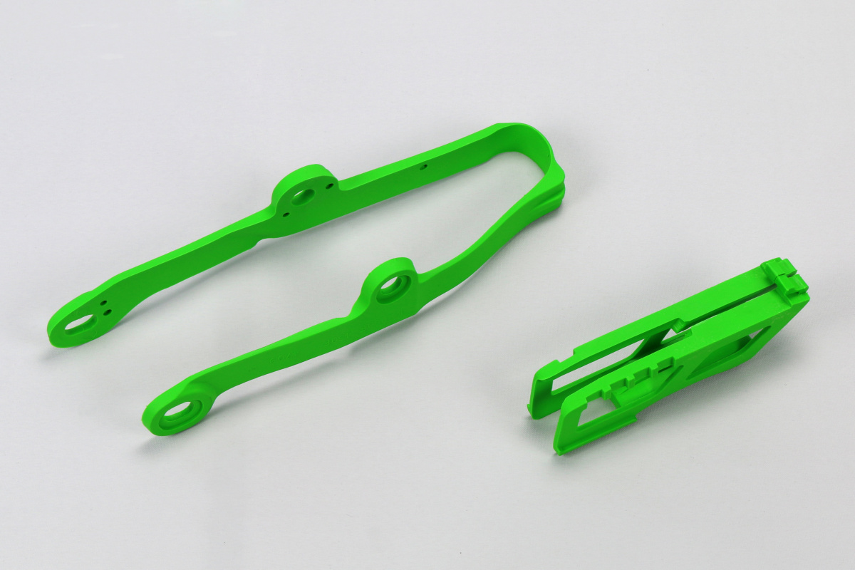 Chain guide+swingarm chain slider - green - Kawasaki - UFO Plast