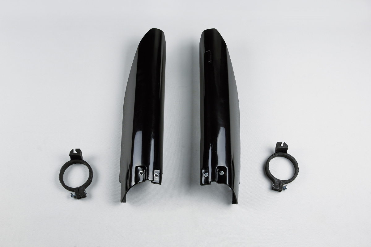 Fork Slider Protectors black for Suzuki RM 125 (2004-06) - RM 250 (2004-06) - RMZ 450 (2005-06) - REPLICA PLASTICS - SU03998-...