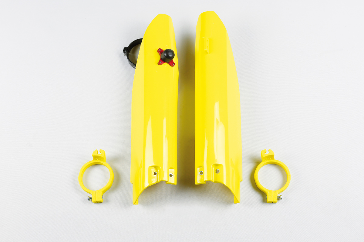 Fork slider protectors + quick starter - yellow 102 - Suzuki - REPLICA PLASTICS - SU03973-102 - UFO Plast