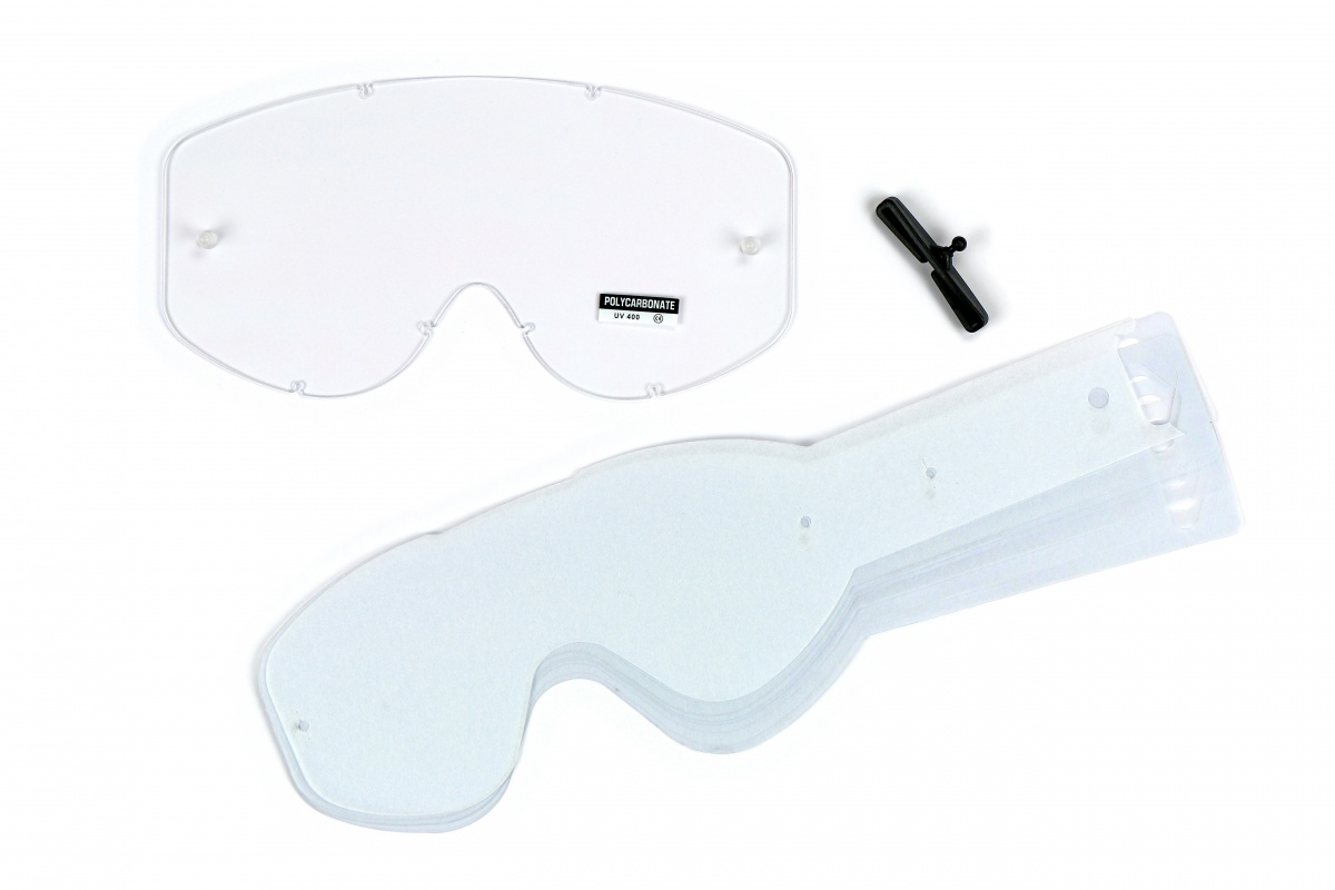 Lente trasparente con 10 strappi per occhiale motocross Bullet - Lenti - LE02185 - UFO Plast