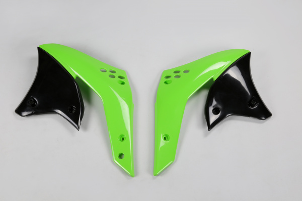 Radiator covers / Green-black - green - Kawasaki - REPLICA PLASTICS - KA03783-026 - UFO Plast