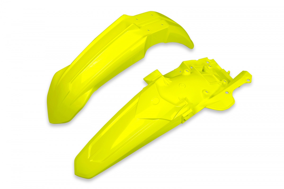 Kit Parafanghi giallo fluoro per Yamaha YZF 250 (2019-23) - YZF 450 (2018-22) - PLASTICHE REPLICA - YAFK321-DFLU - Ufo Plast
