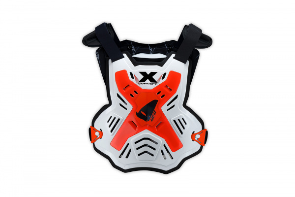 Pettorina motocross X-Concept Evo senza spalline bianco e rosso fluo - Pettorine - PT02386-FFLU - UFO Plast