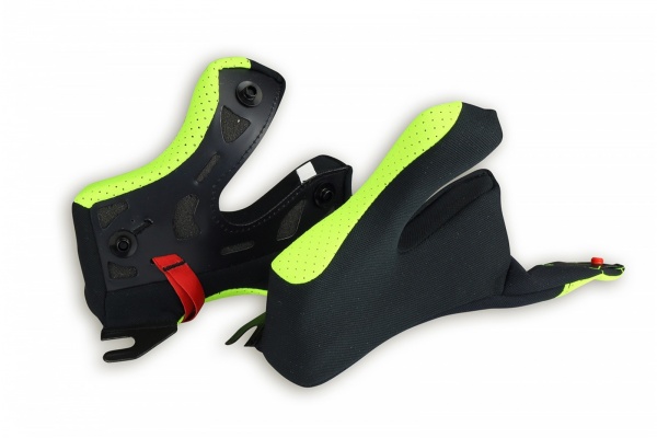 Cheek pads for motocross Diamond helmet with fast removable system neon yellow - Helmet spare parts - HR064-DFLU - UFO Plast