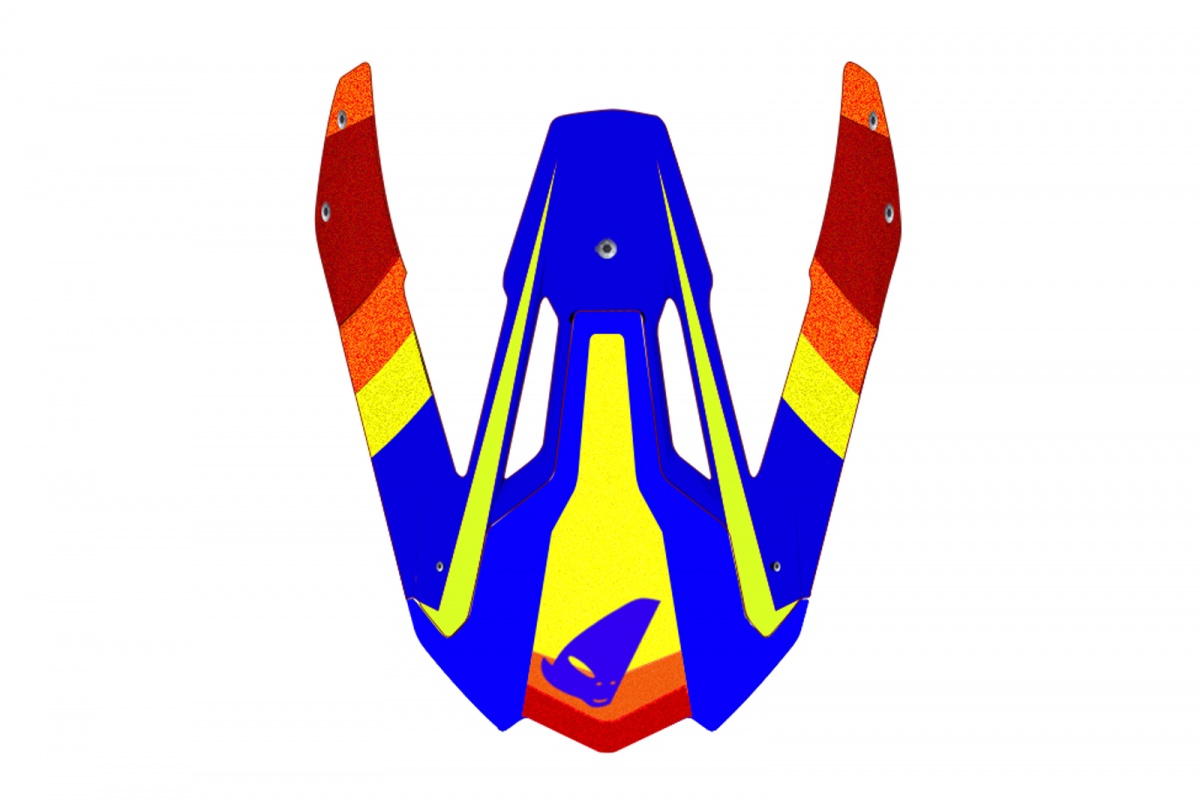 Frontino casco motocross Diamond blu, giallo, arancione e rosso - Ricambi caschi - HR098 - UFO Plast
