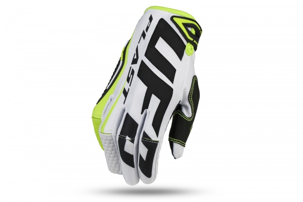 Motocross Blaze gloves white and neon yellow - Gloves - GU04477-W - UFO Plast