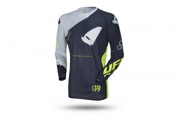 Motocross slim Frequency jersey blue, gray and neon yellow - Jersey - MG04468-N - UFO Plast