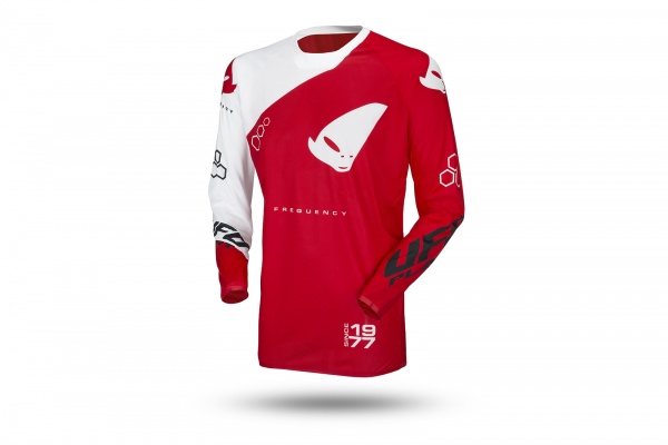 Motocross slim Frequency jersey neon red and white - Jersey - MG04468-B - UFO Plast