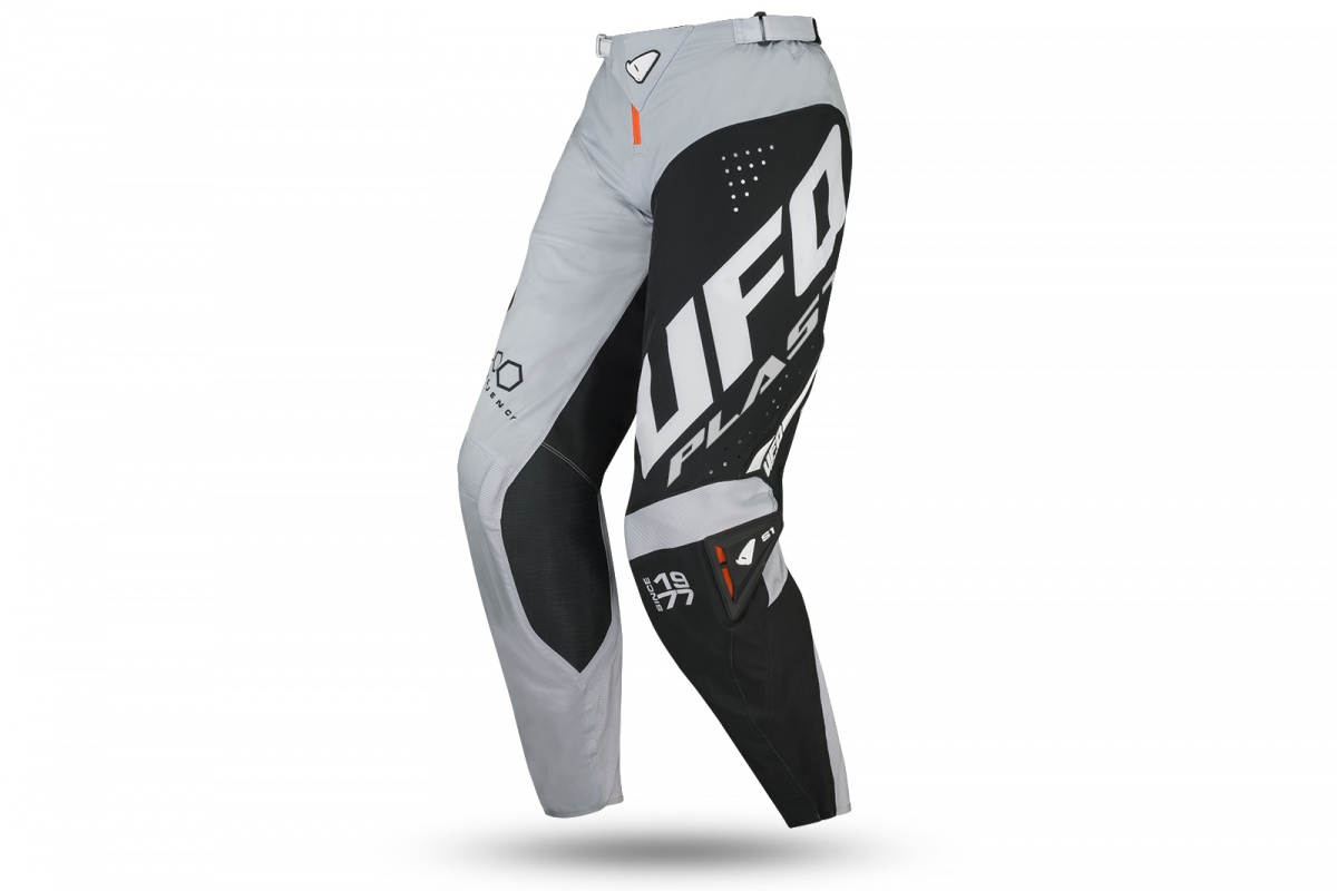 Pantaloni motocross slim Frequency grigio, nero e arancione fluo - 