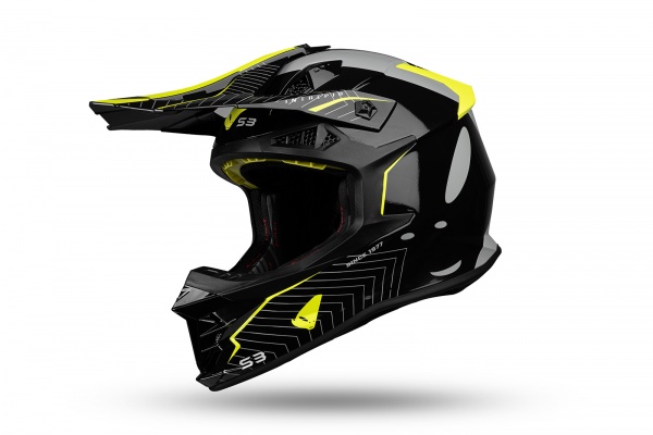 Casco motocross Intrepid nero e giallo fluo - NOVITA' - HE155 - UFO Plast