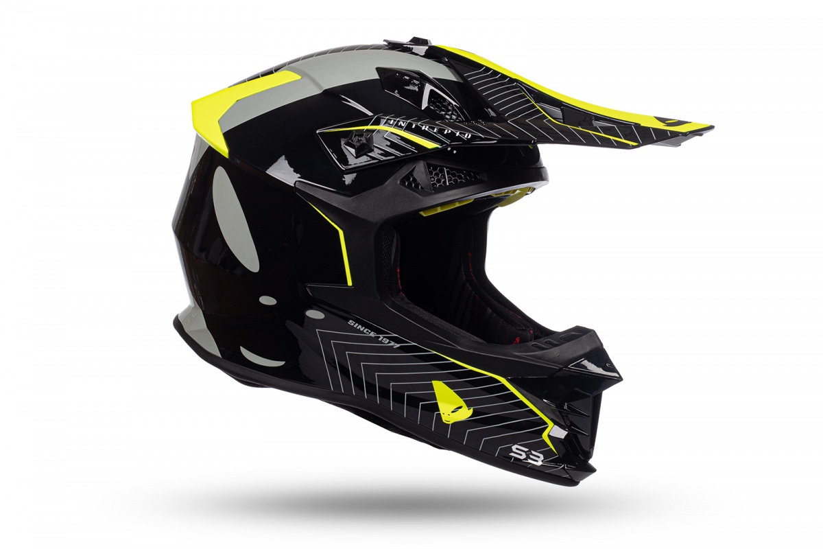 Motocross Intrepid helmet black and neon yellow - NEW PRODUCTS - HE155 - UFO Plast