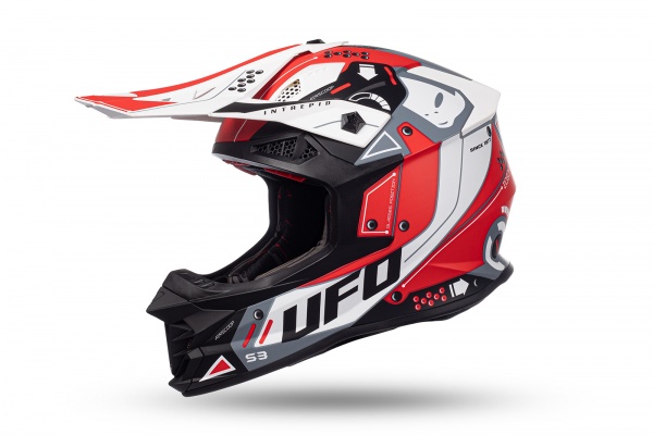 Casco motocross Intrepid rosso e bianco - NOVITA' - HE154 - UFO Plast
