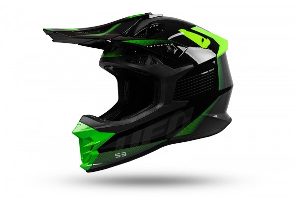 Casco motocross Intrepid nero e verde - NOVITA' - HE156 - UFO Plast