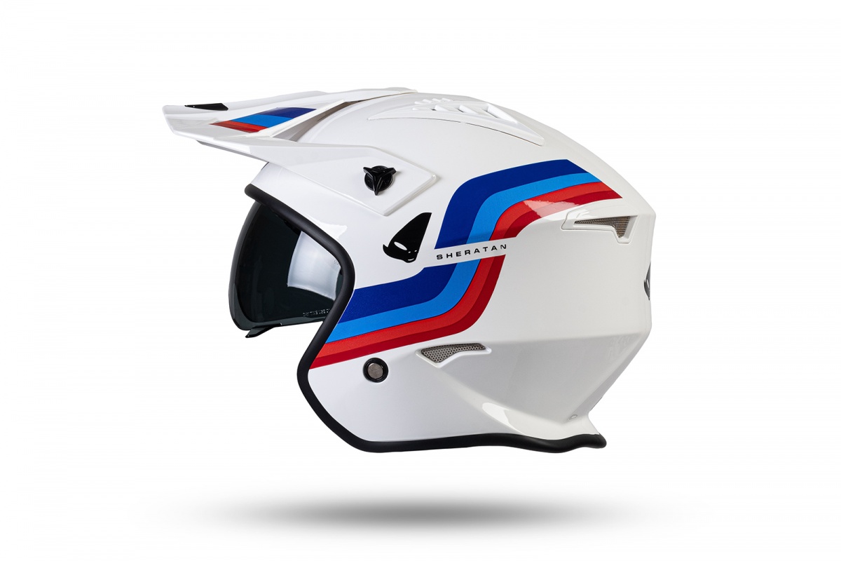 Jet helmet Sheratan white, blu and red - NEW PRODUCTS - HE147 - UFO Plast