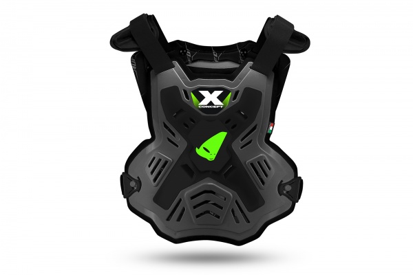 Pettorina motocross X-Concept Evo senza spalline grigio e verde fluo - Pettorine - PT02386-EK - UFO Plast