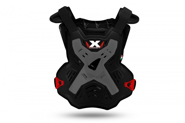 Pettorina motocross X-Concept Evo senza spalline grigio e rosso - Pettorine - PT02386-KE - UFO Plast