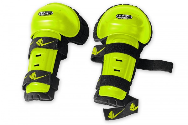 Motocross knee shin guard Thermoformed neon yellow - Kneepads - GI02040-DFLU - UFO Plast