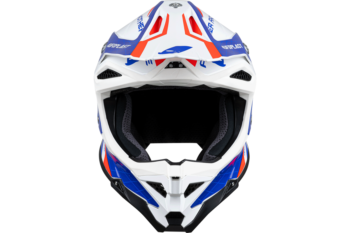 Motocross helmet Diamond white, red and blue - HIGHLIGHT - he054 - UFO Plast