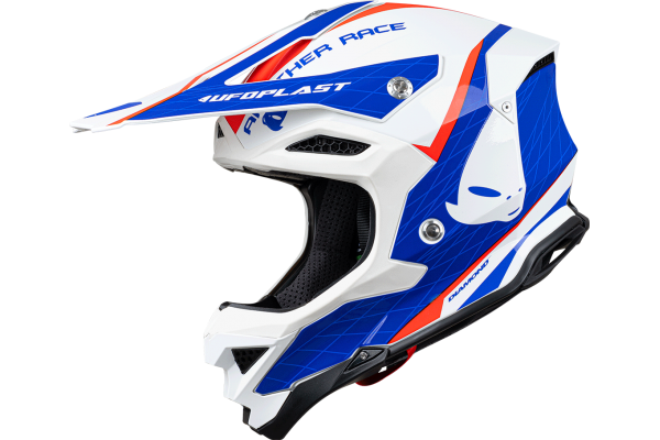 Motocross helmet Diamond white, red and blue - NEW PRODUCTS - he054 - UFO Plast