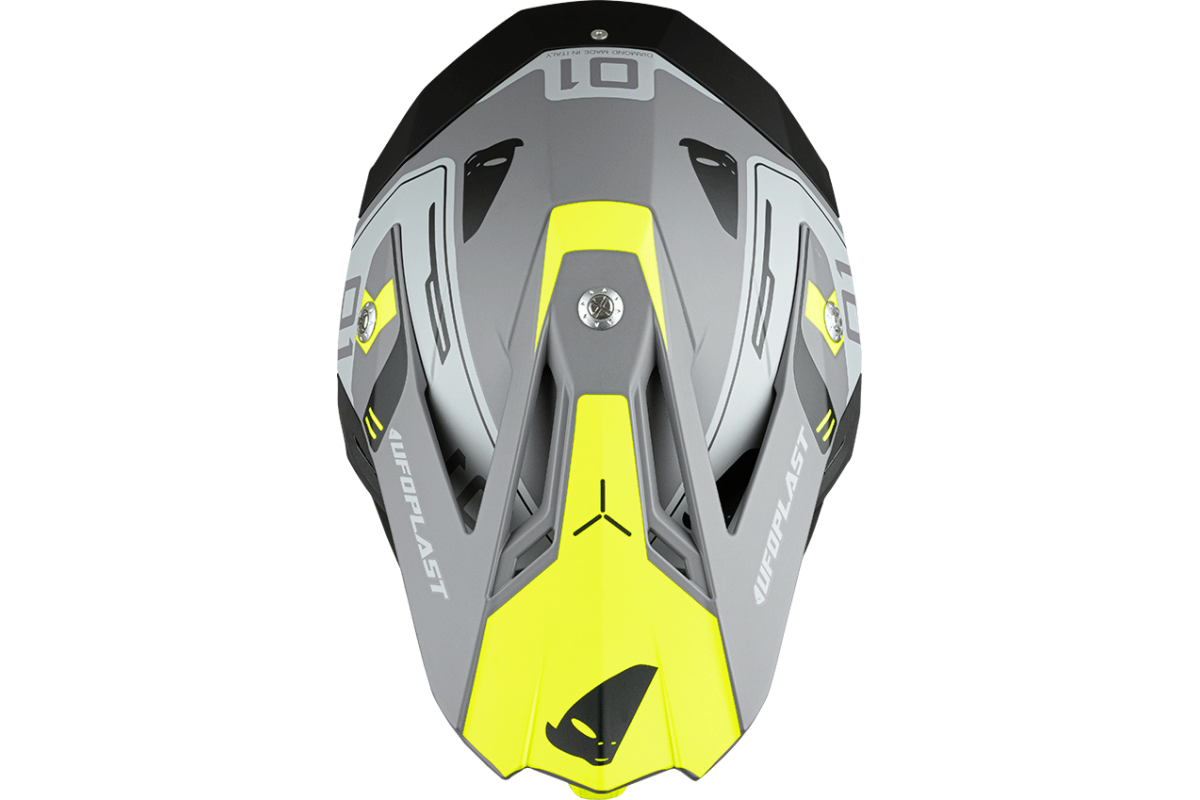 Casco motocross Diamond grigio e giallo fluo - Home - he055 - UFO Plast