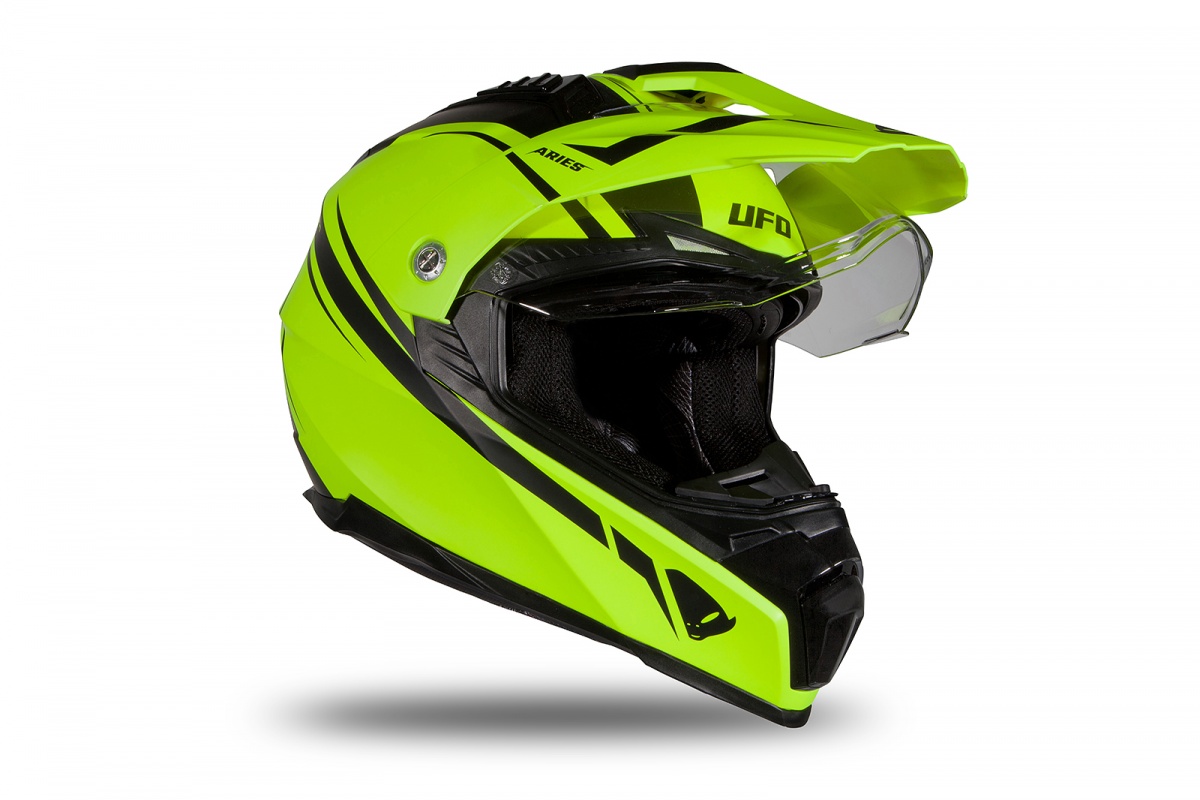 Motocross Enduro helmet Aries black and neon yellow matt - Helmets - HE179 - UFO Plast