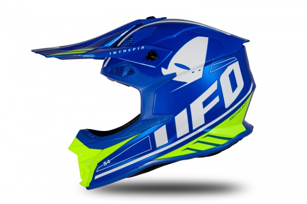 Casco Motocross Intrepid blu e giallo fluo lucido - Caschi - HE177 - UFO Plast