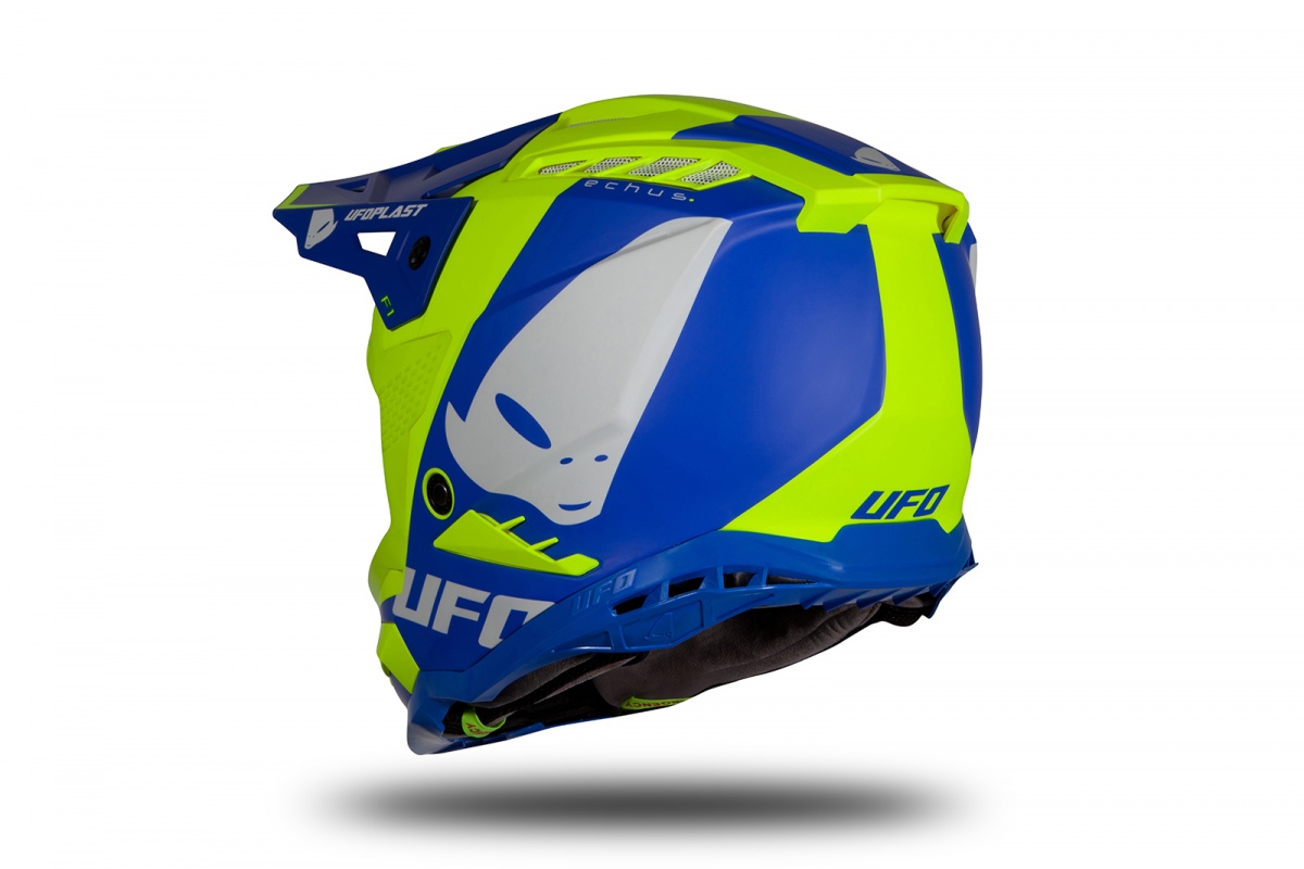 Motocross helmet Echus blue and neon yellow matt - Home - HE169 - UFO Plast