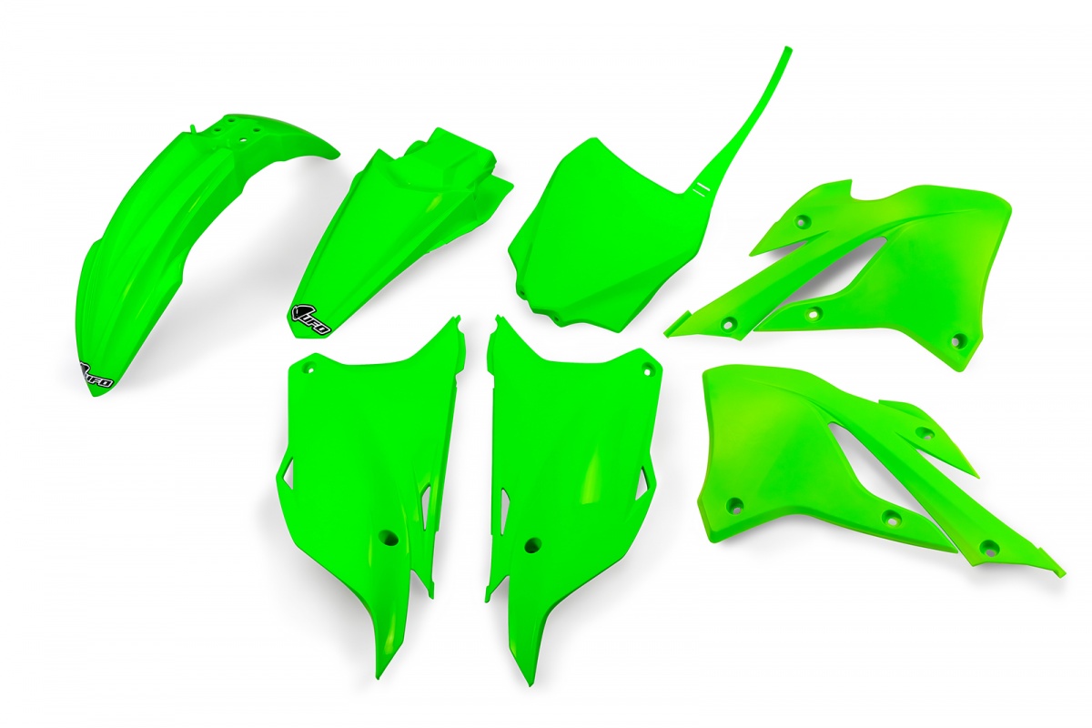 Kit Plastiche verde fluoro per Kawasaki KX 85 (2022-25) - KX 112 (2022-25) - PLASTICHE REPLICA - KAKIT229-AFLU - Ufo Plast