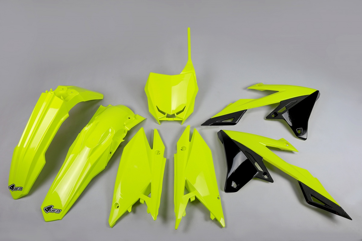 Kit Plastiche giallo fluoro per Suzuki RMZ 250 (2019-25) - RMZ 450 (2018-25) - PLASTICHE REPLICA - SUKIT418-DFLU - Ufo Plast