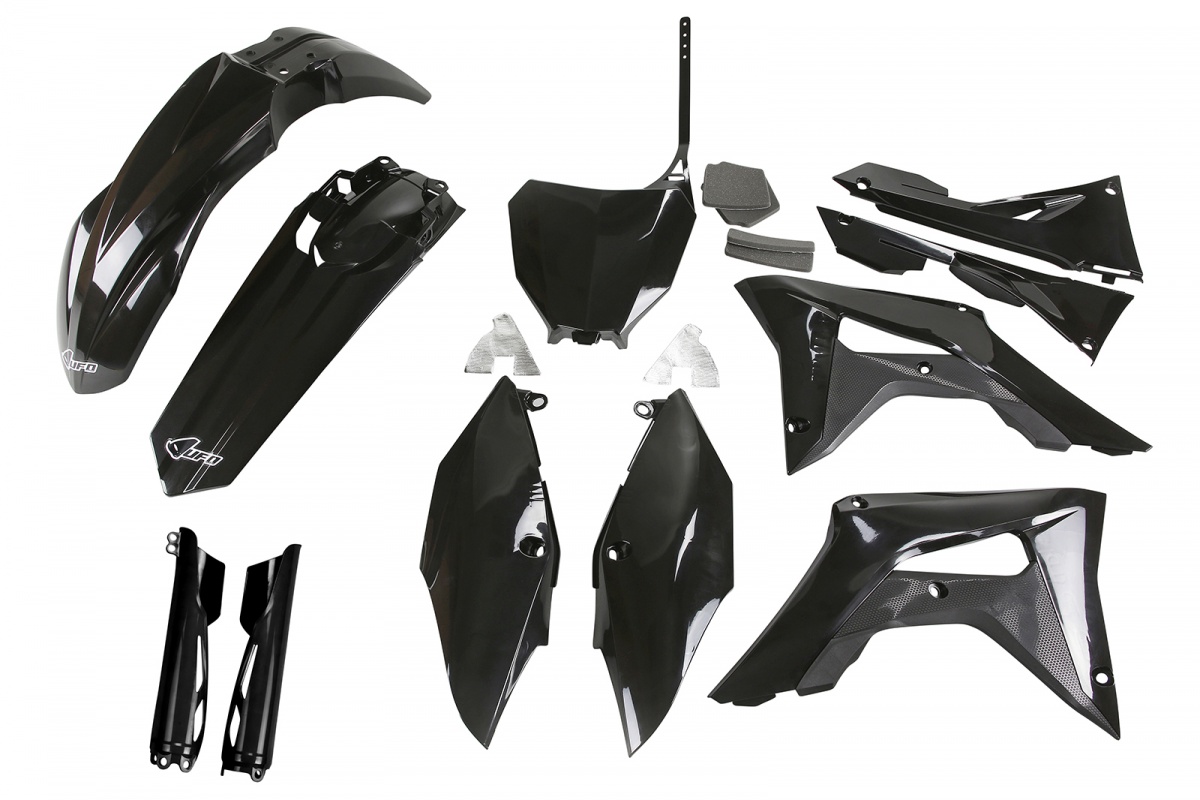 Full Plastic Kit black for Honda CRF 250R (2018-21) - CRF 450R (2017-20) - REPLICA PLASTICS - HOKIT123F-001 - Ufo Plast