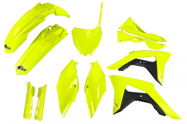 Full kit plastiche con cop.sc. filtro EU Honda - giallo fluoro - PLASTICHE REPLICA - HOKIT123F-DFLU - UFO Plast