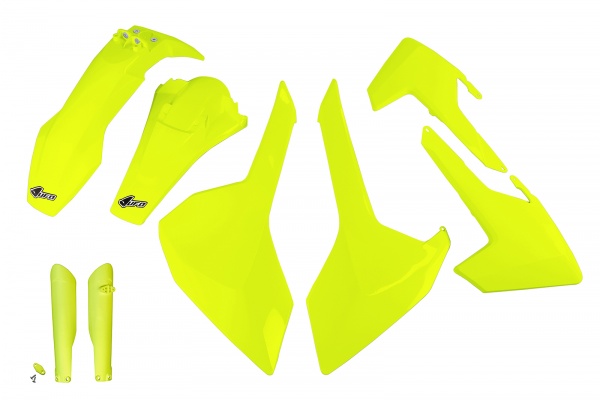 Full kit plastiche Husqvarna - giallo fluo - PLASTICHE REPLICA - HUKIT618F-DFLU - UFO Plast