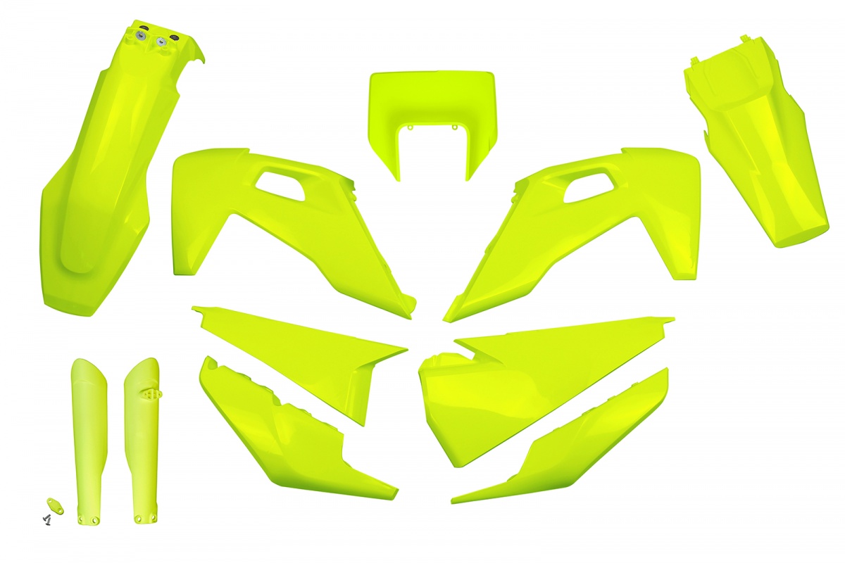 Full Kit Plastiche giallo fluoro per Husqvarna TE 250 - FE 250 - TE 300 - FE 350 - FE 450 - FE 501 - TX 125 - TX 250 - TX 30....