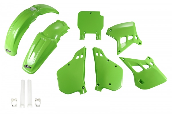 Full Plastic Kit green for Kawasaki KX 125 (1990-91) - REPLICA PLASTICS - KAKIT196F-026 - Ufo Plast